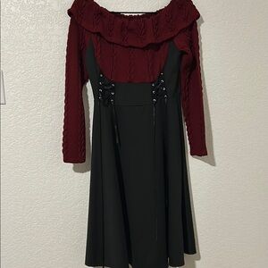 Elegant Black and Red Women's Dress